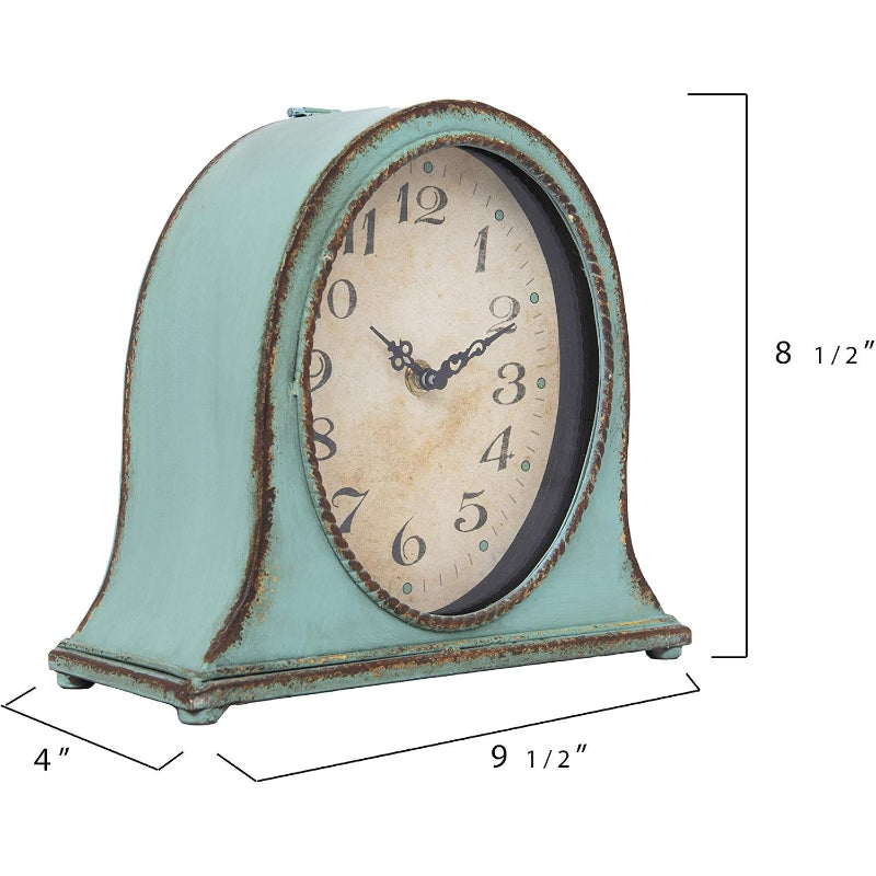 Aqua Finish Metal Mantel Clock