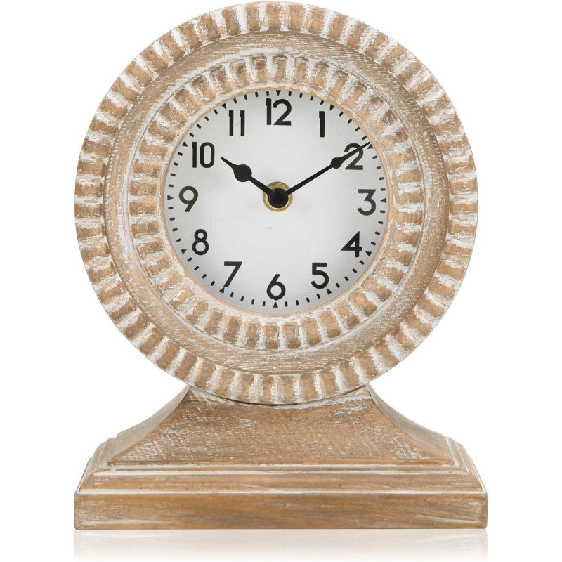 Hand‑Carved Wood Boho Table Clock