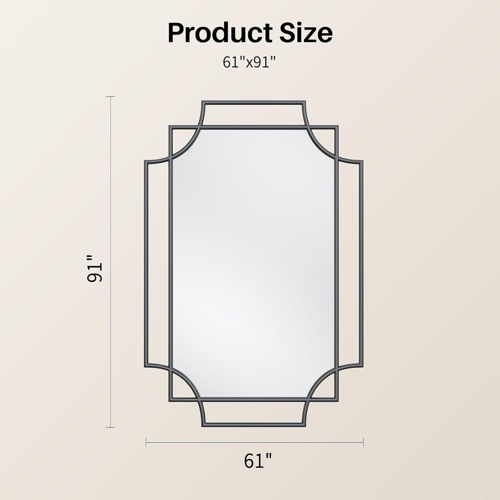 Large Black Framed Irregular Decorative Mirror