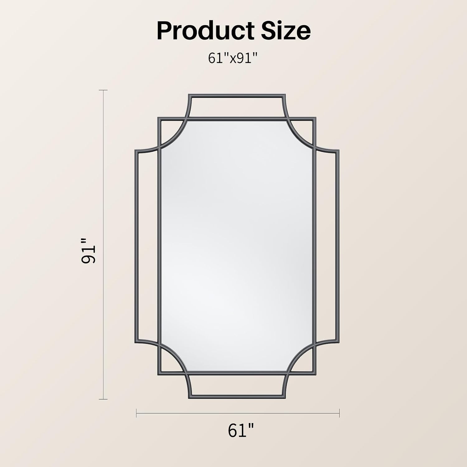Large Black Framed Irregular Decorative Mirror
