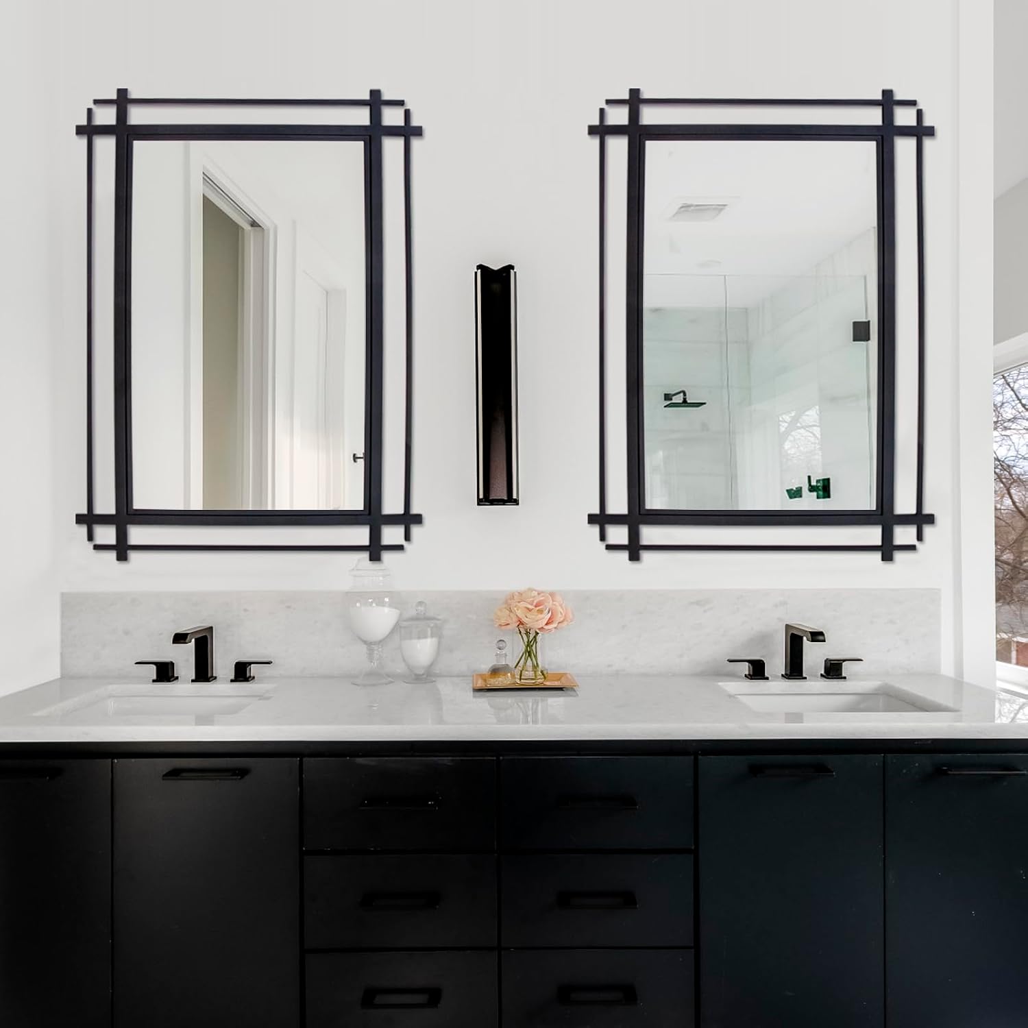 Black Metal Framed Wall Mirror