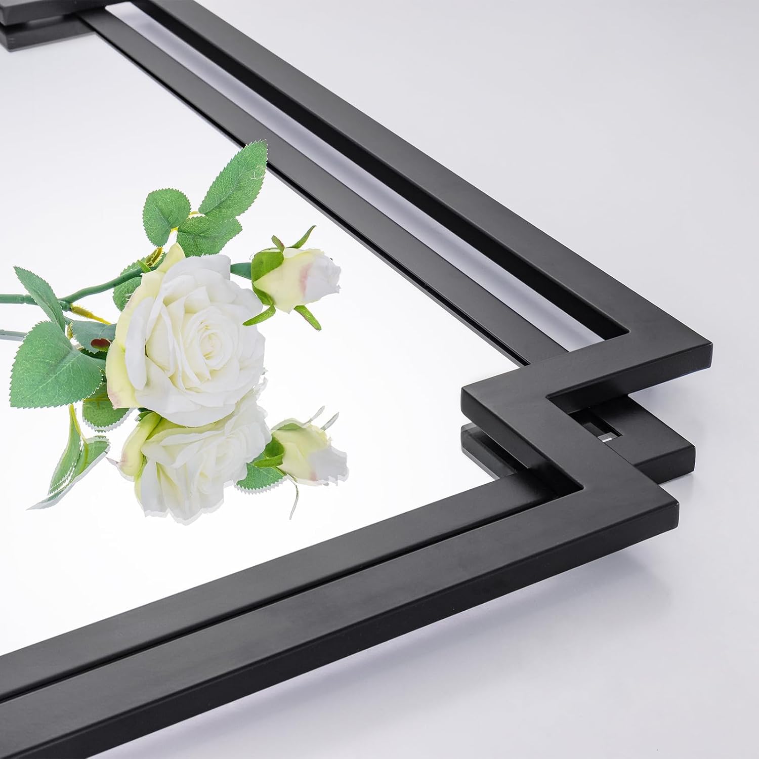 Large Black Metal Framed Wall Mirror