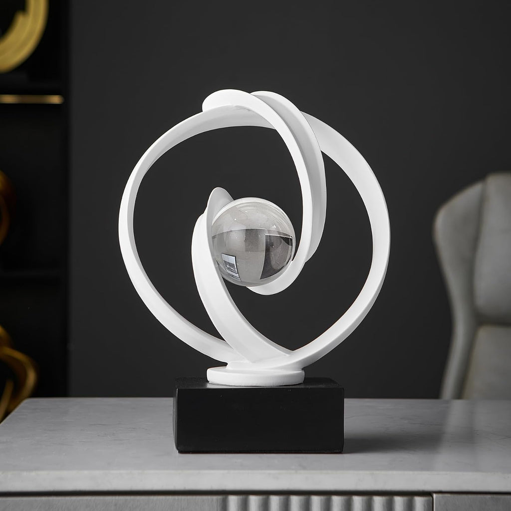 Resin White Abstract Sphere Decor Sculpture