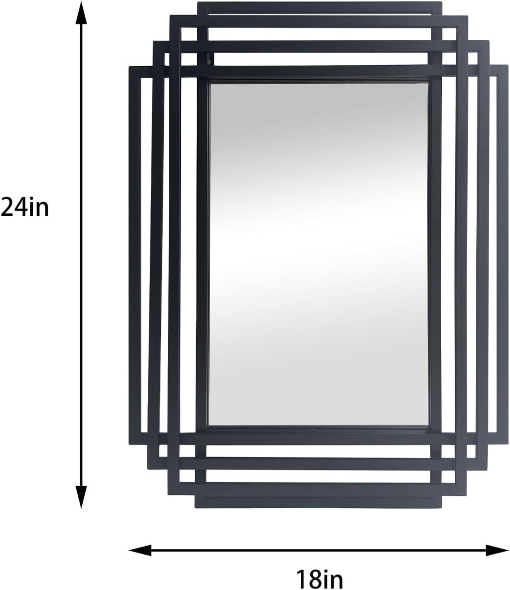 Black Metal Framed Rectangular Wall Mirror