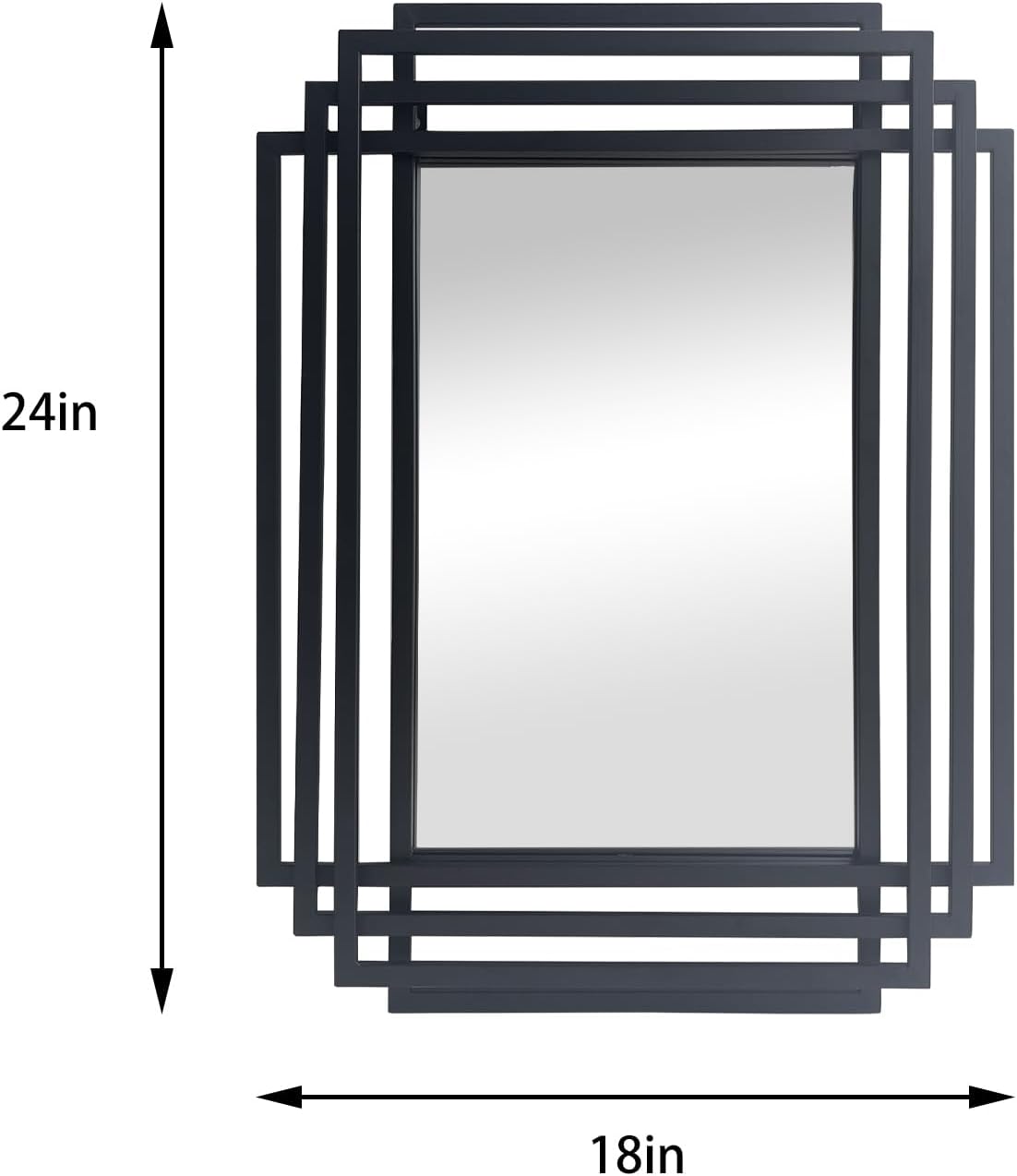 Black Metal Framed Rectangular Wall Mirror