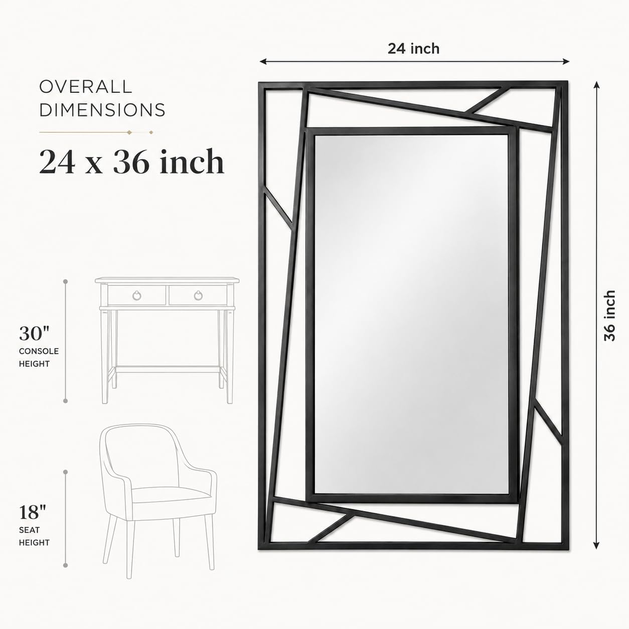 Black Metal Geometric Wall Mirror