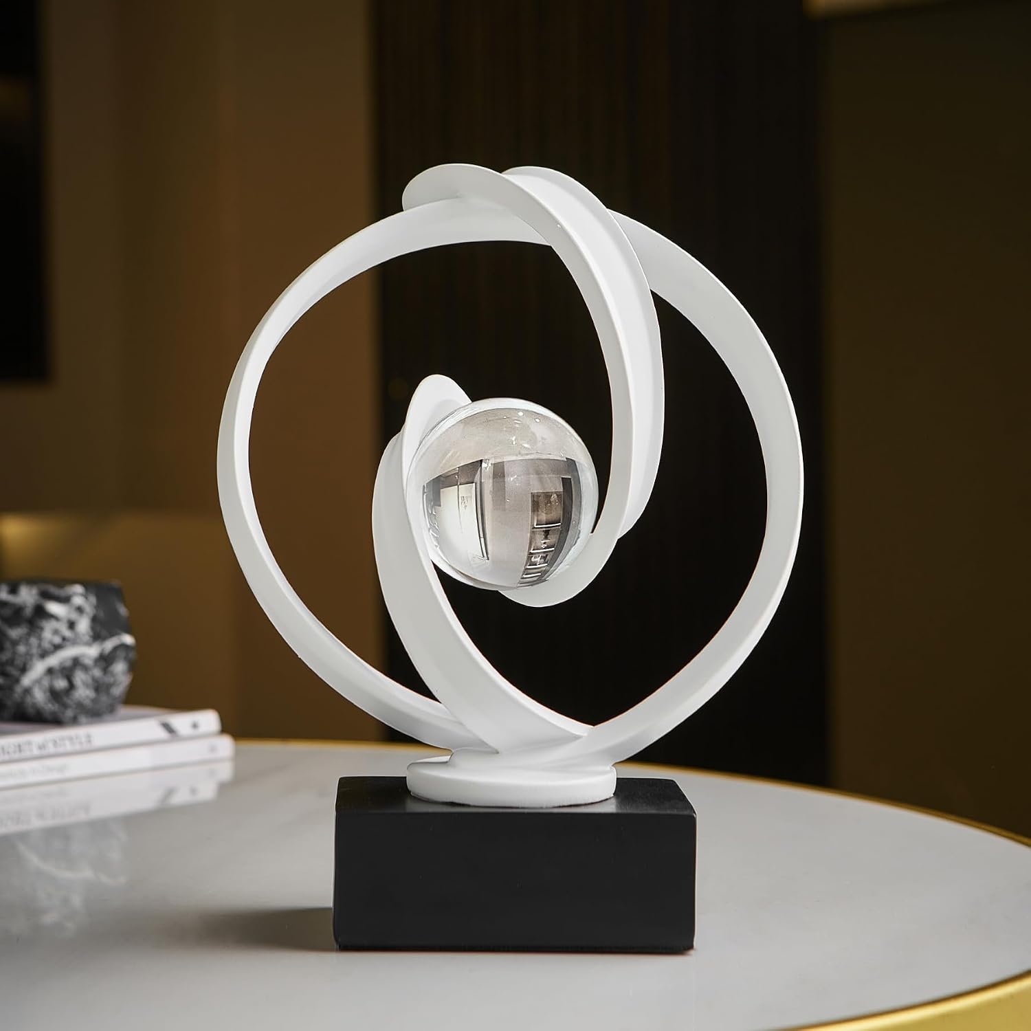 Resin White Abstract Sphere Decor Sculpture