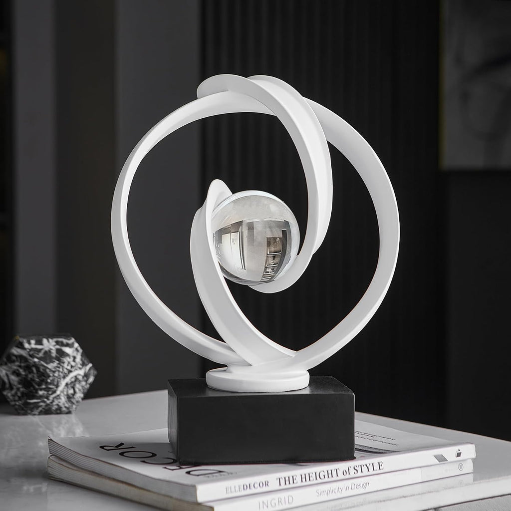 Resin White Abstract Sphere Decor Sculpture