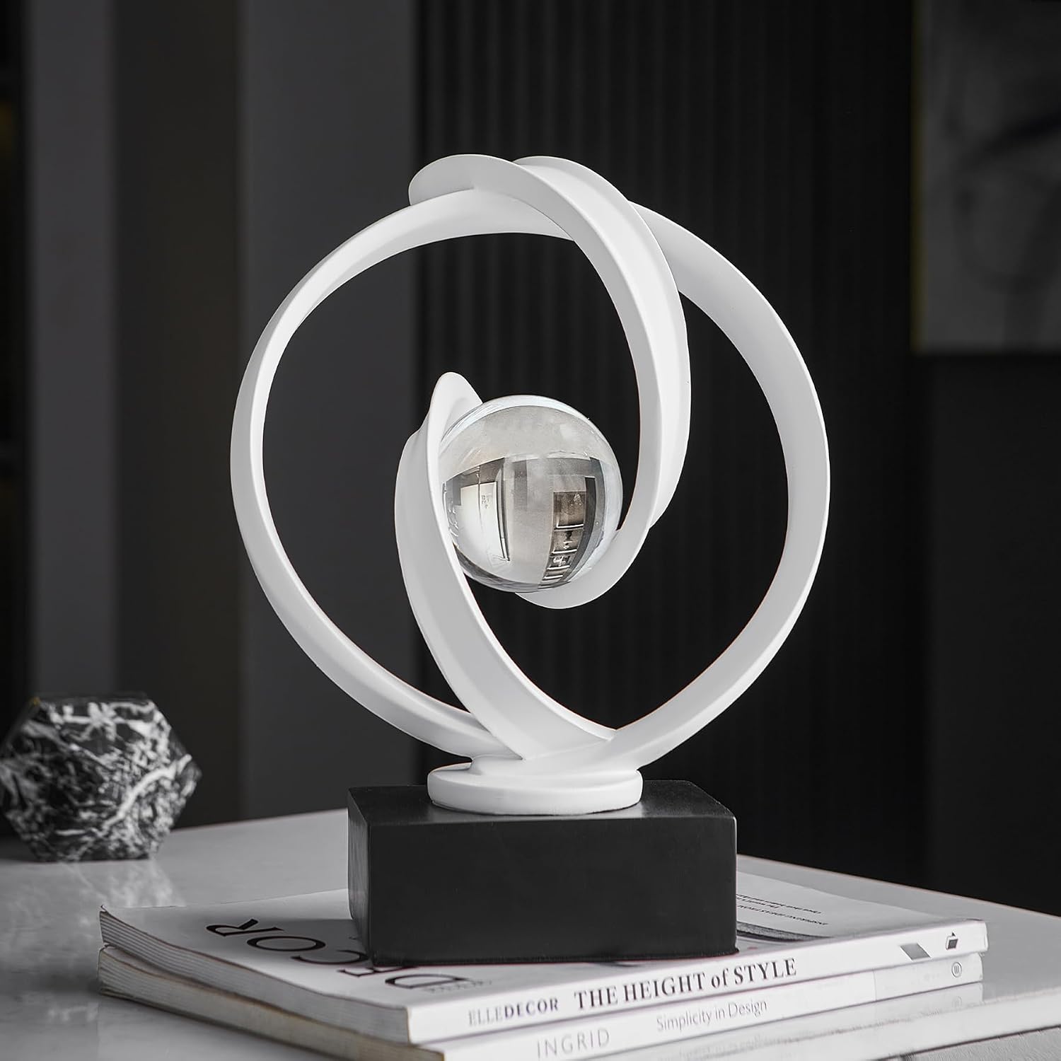 Resin White Abstract Sphere Decor Sculpture