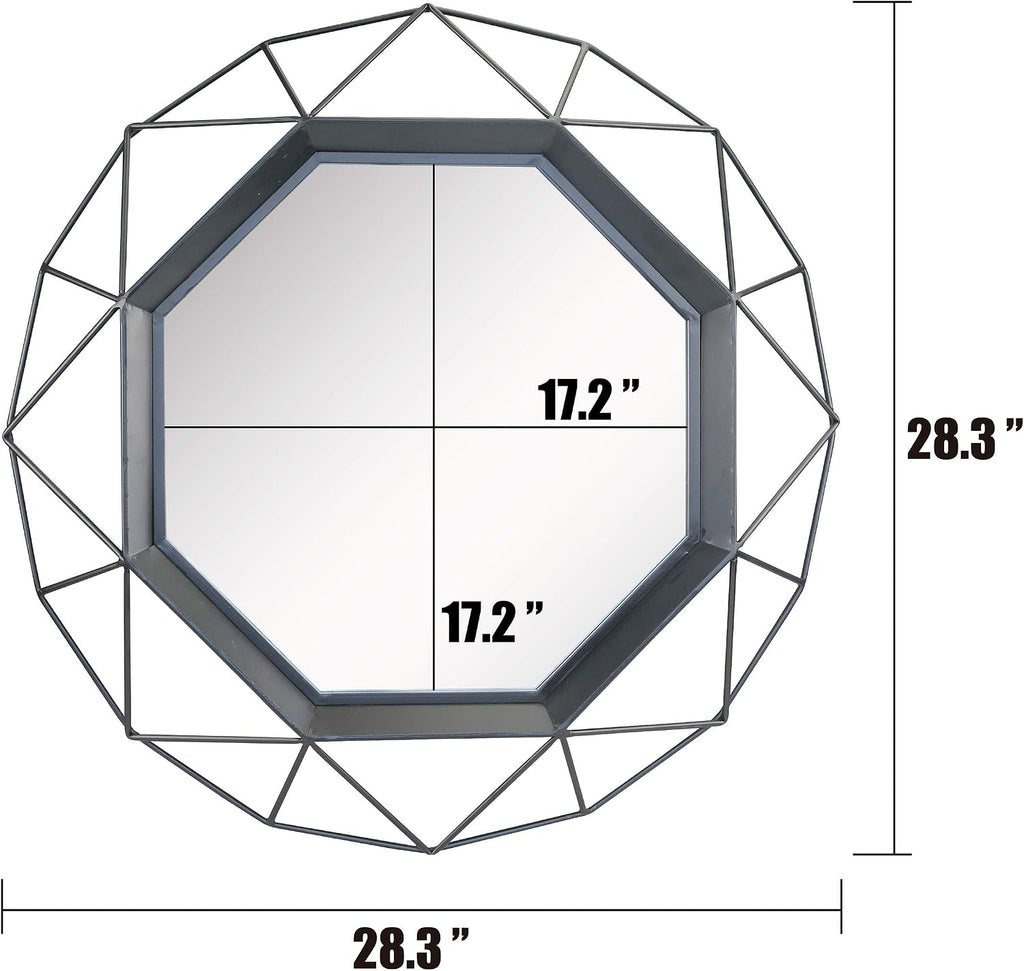 Black Wire‑Frame Geometric Wall Mirror