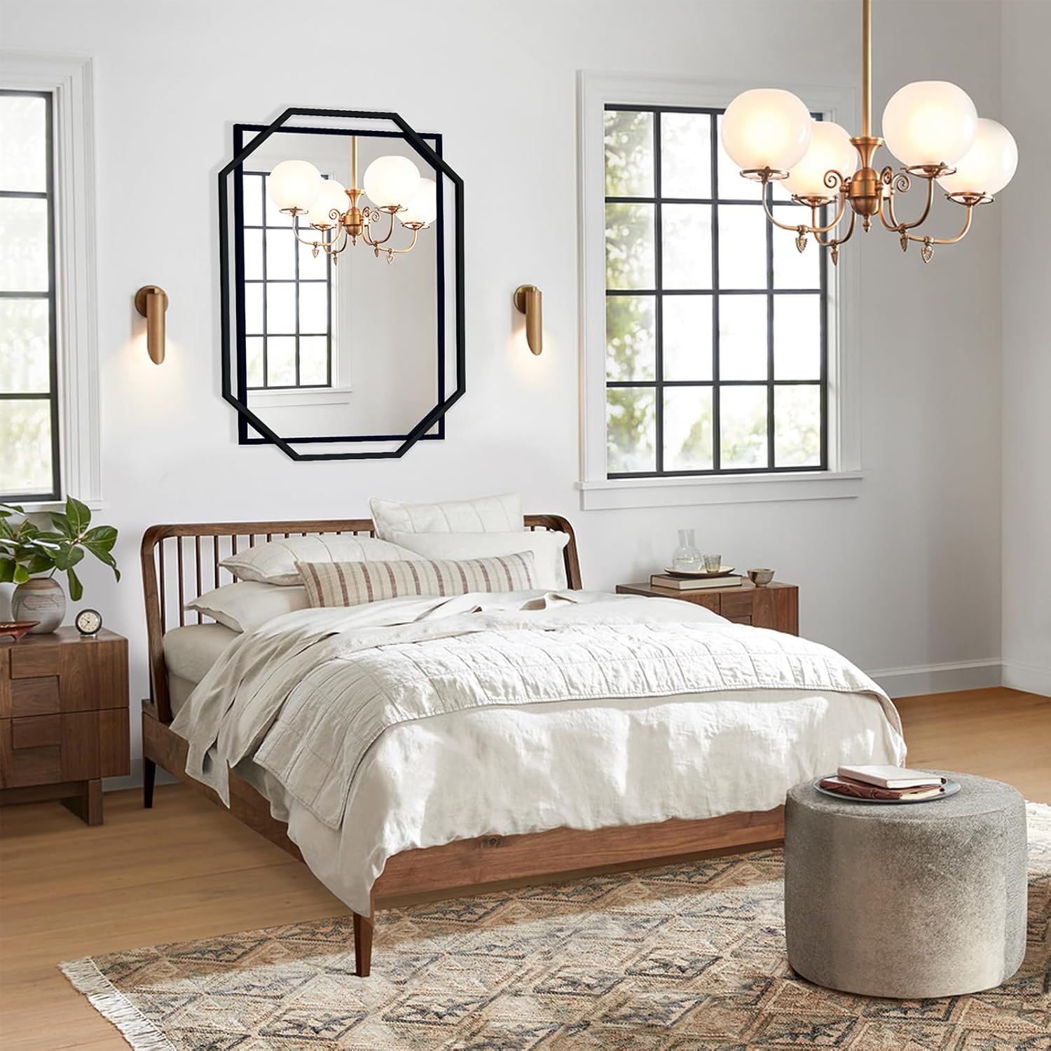 Black Framed Octagonal Wall Mirror