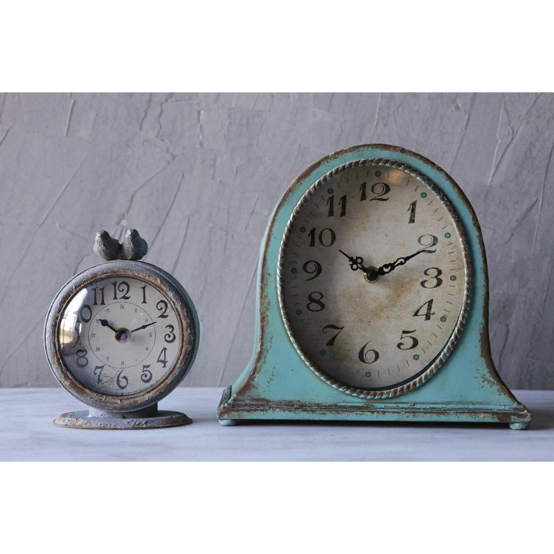 Grey Pewter Bird Mantel Clock