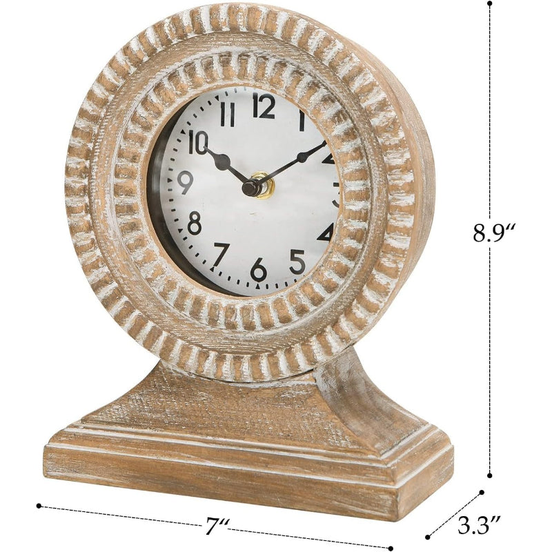 Hand‑Carved Wood Boho Table Clock