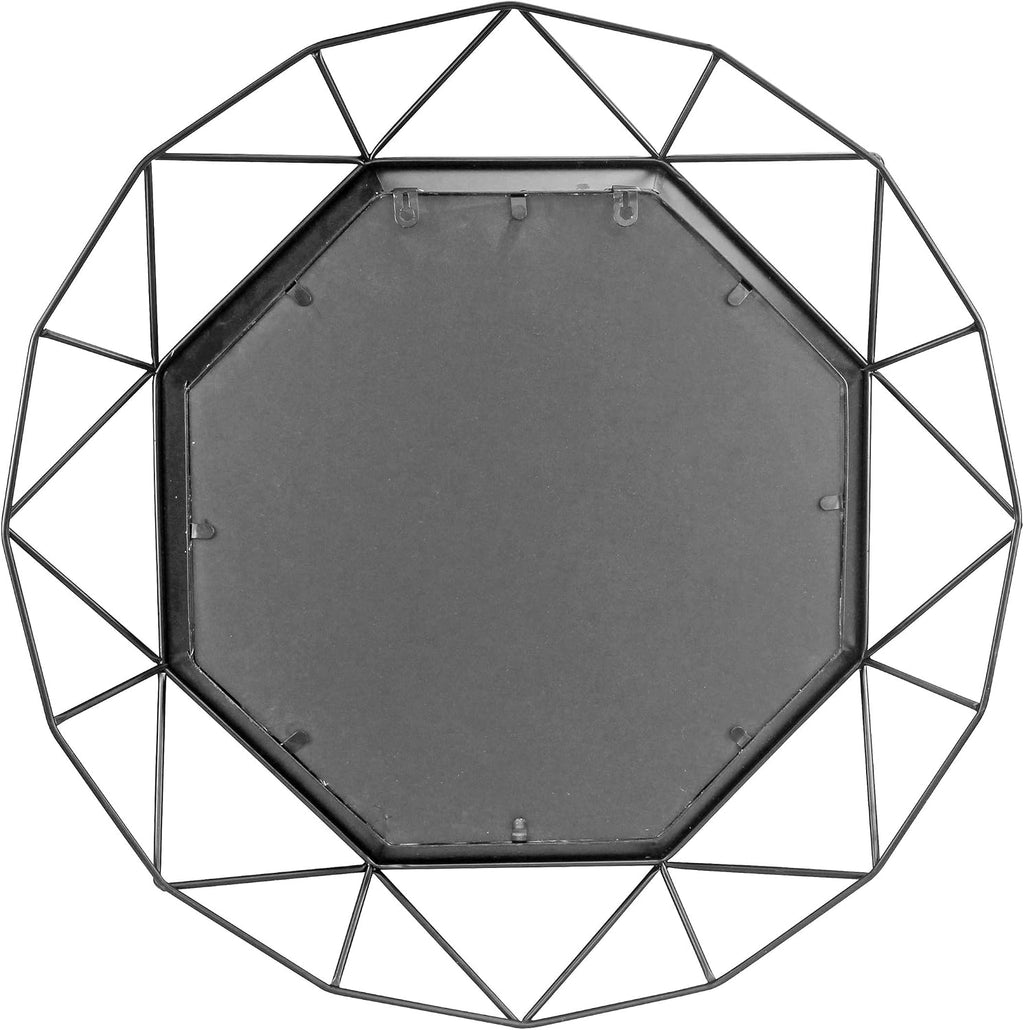 Black Wire‑Frame Geometric Wall Mirror