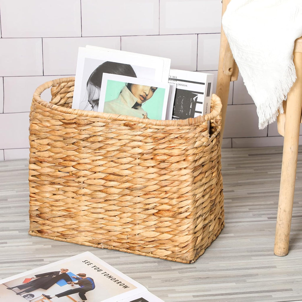 Tall Seagrass Magazine Storage Basket
