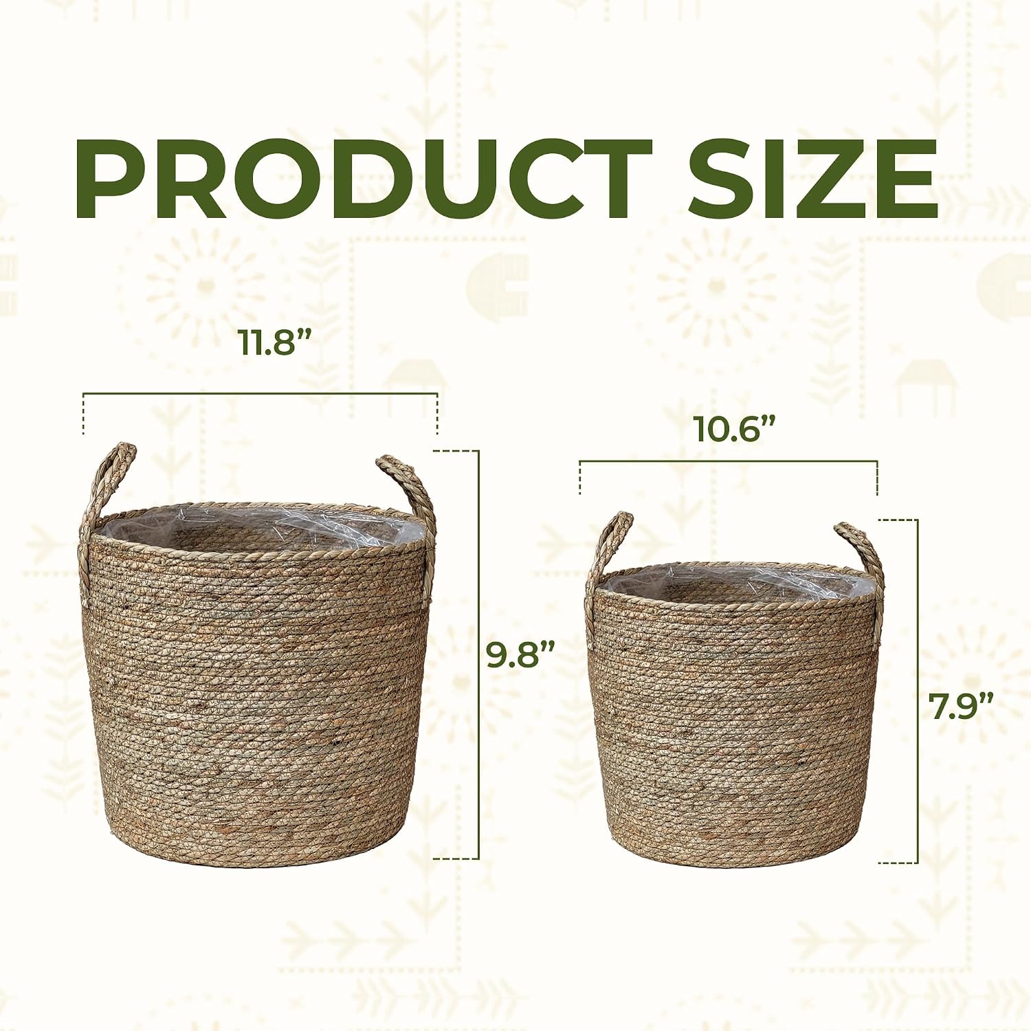 2‑Pack Seagrass Planter Baskets