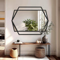 Black Metal Hexagon Wall Mirror