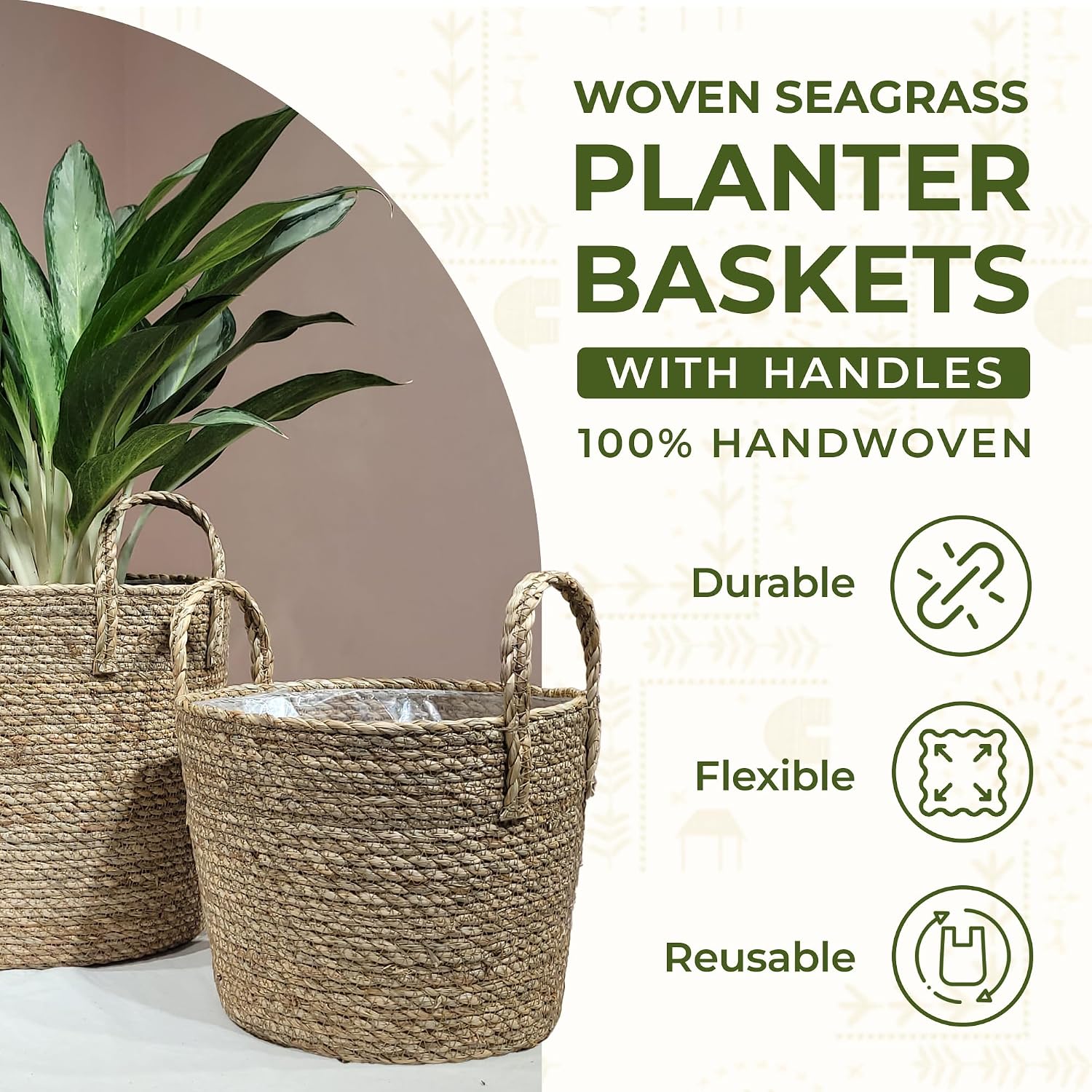 2‑Pack Seagrass Planter Baskets