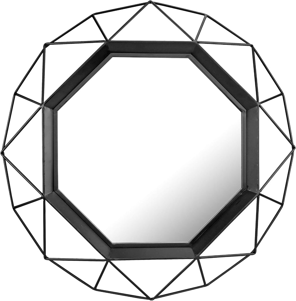 Black Wire‑Frame Geometric Wall Mirror