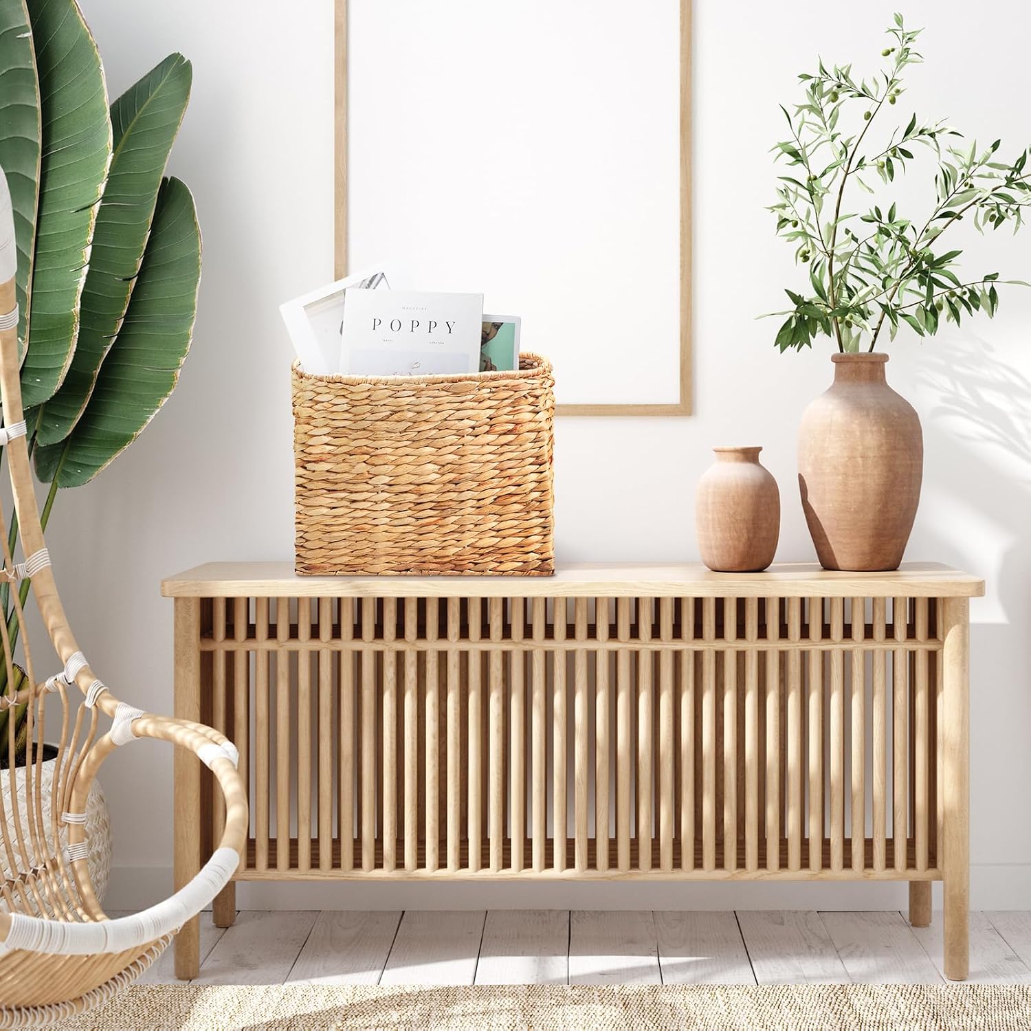 Tall Seagrass Magazine Storage Basket