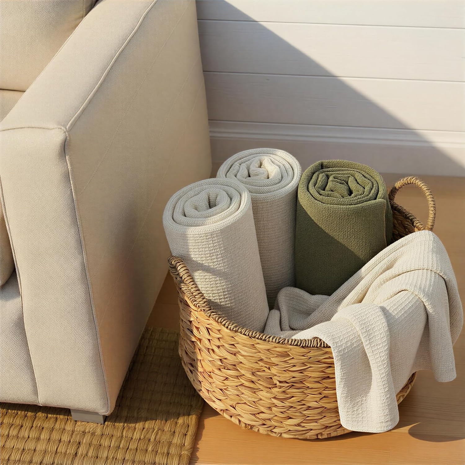 Round Handwoven Seagrass Storage Basket