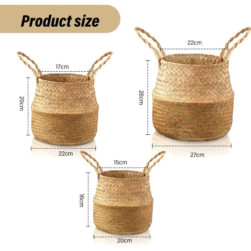 3‑Pack Seagrass Storage Baskets
