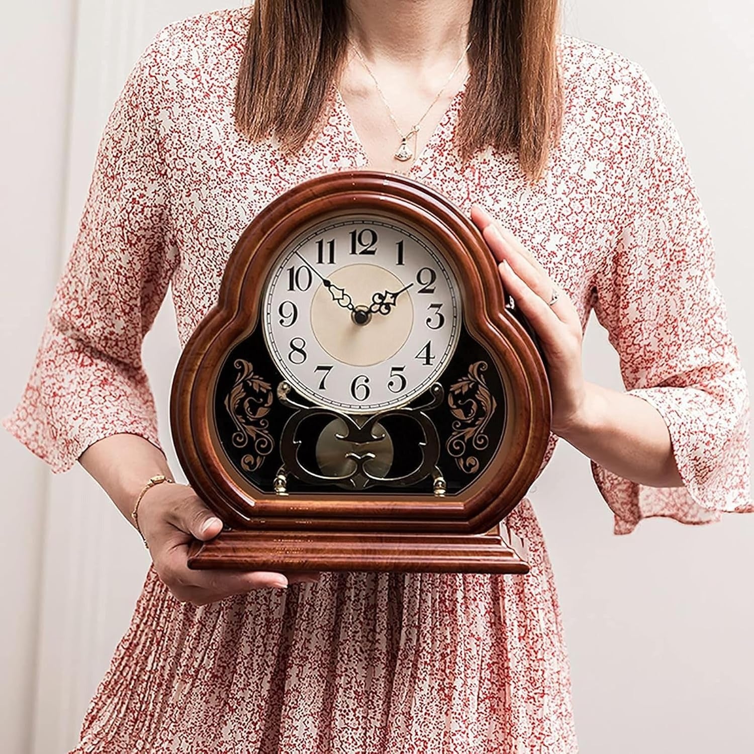 Wood Grain Silent Mantel Clock