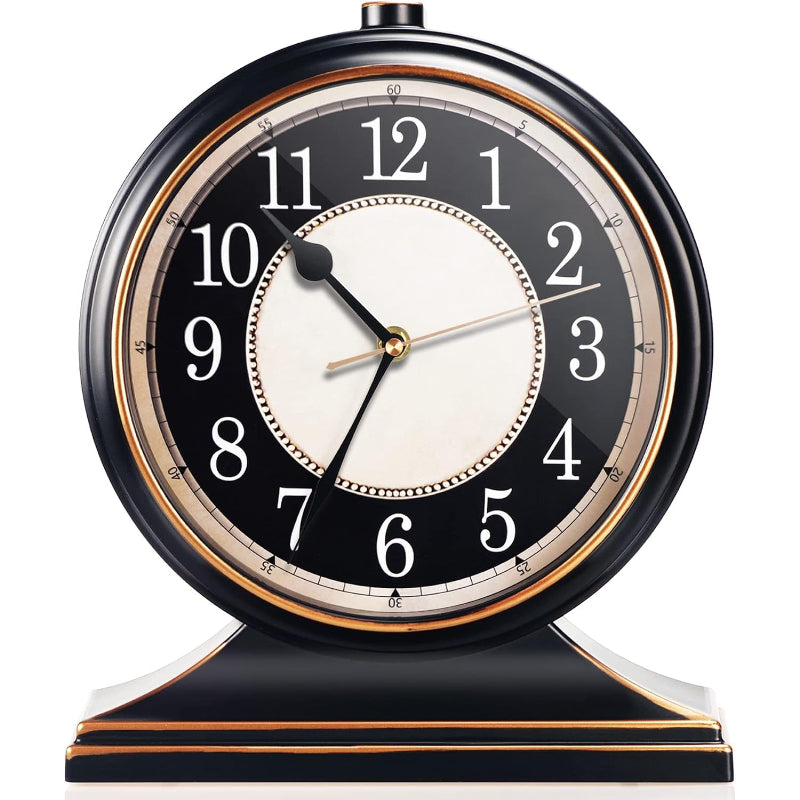 Silent Vintage Black Mantel Clock